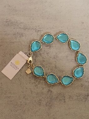 Kendra Scott Kenzie Gold Link Bracelet in Aqua Illusion